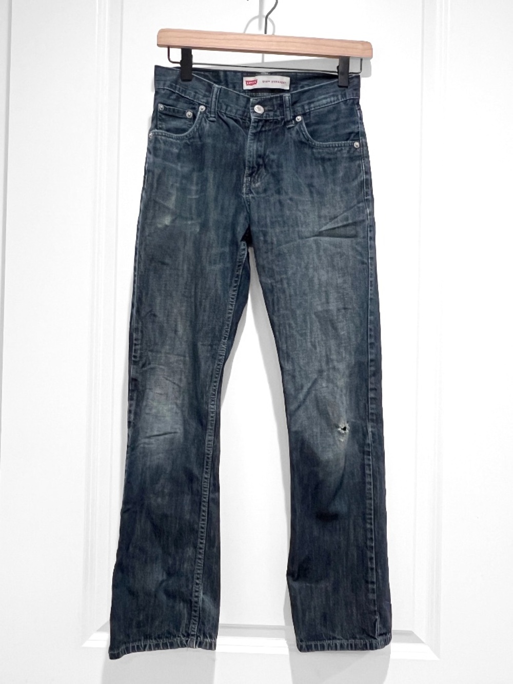 Levis 514 Slim Straight Jeans Boys 14 Regular 27X27 Blue Medium Wash distressed